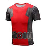 Men's Slim Athletic Workouts Running Tee Superhero Deadpool Quick Dry Shirt by HOCOOL